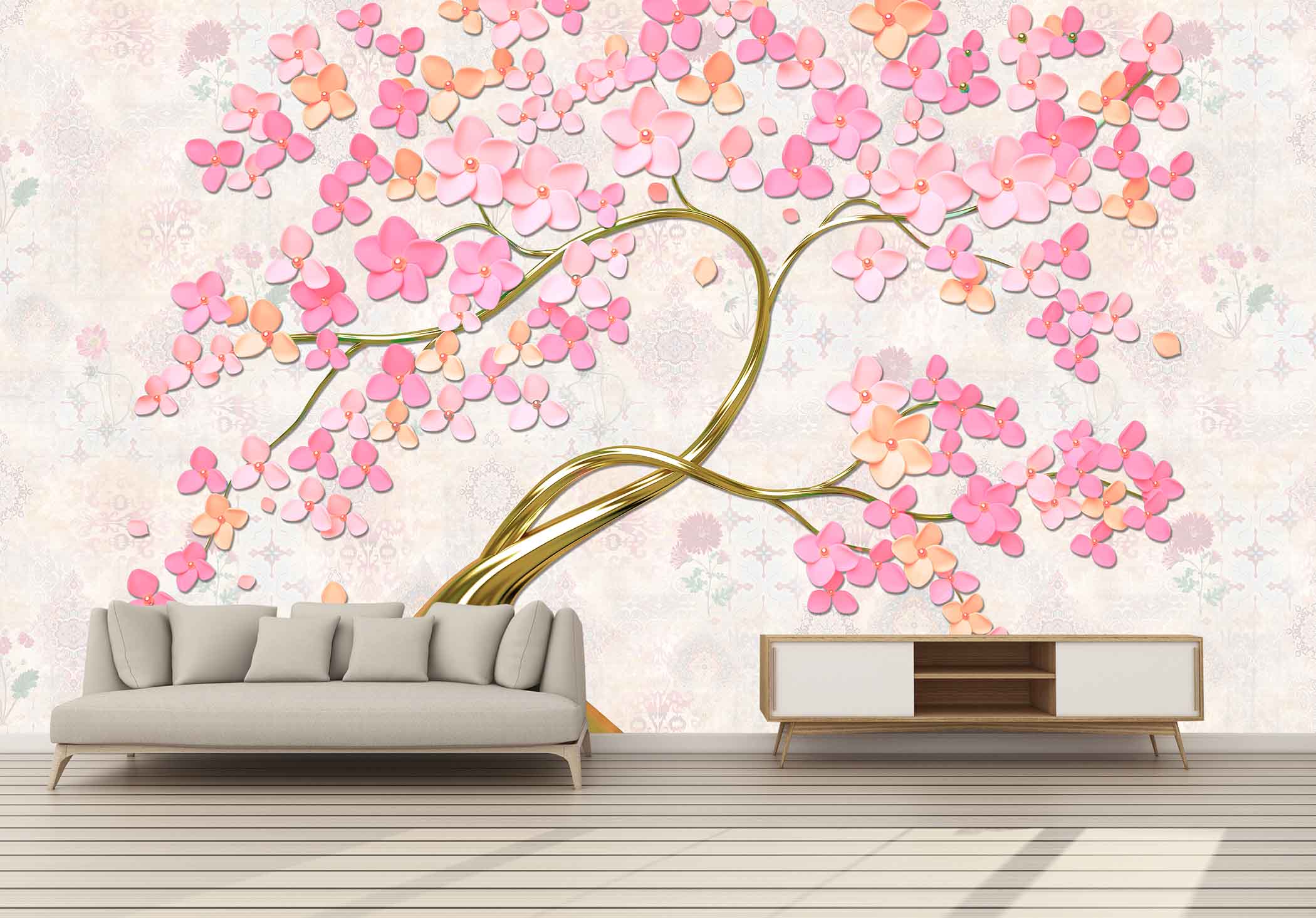 Beauteous Floral wallpaper in HD Digital Print to give a rich look to
